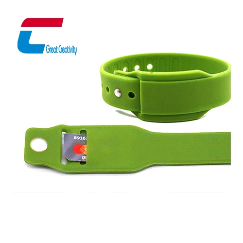Wholesale RFID Silicone Wristband with Card Slot Removable Replacement RFID Chip