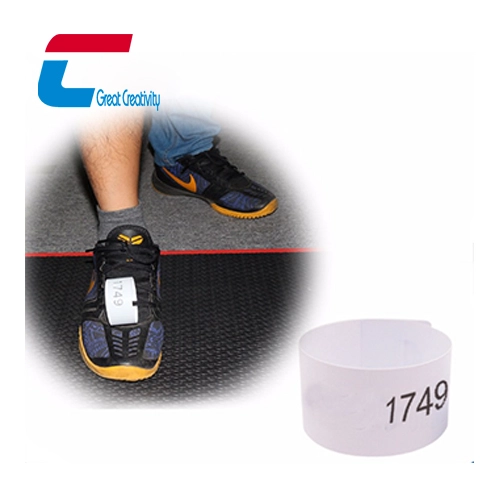 Étiquette de chaussure UHF RFID passive sur chenilles Marathon personnalisée en gros