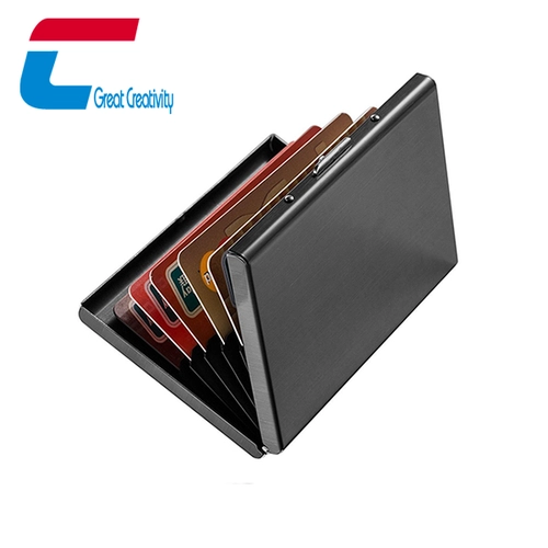 Porta carte di credito sottile in metallo anti scrematura all'ingrosso
