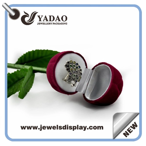 2015 best popular red velvet rose jewelry boxes for wedding ring gift box made in China
