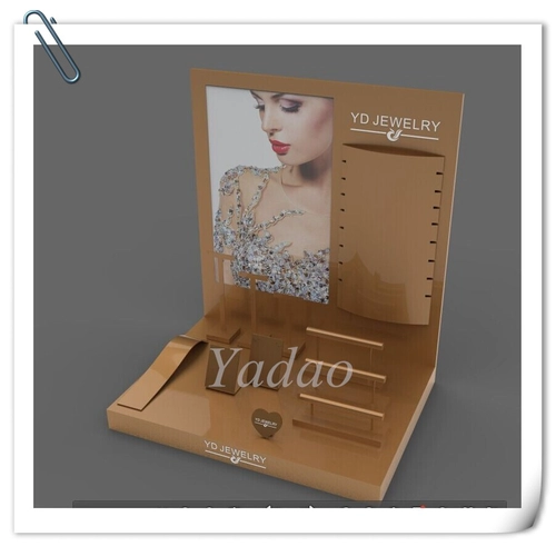 2015 nueva exhibición de la joyería de lujo de acrílico encimera de encargo visualización de la ventana de tamaño pequeño conjuntos para joyería