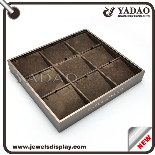 2017 new arrival custom gorgeous pu leather cover stackable jewelry display pendant tray
