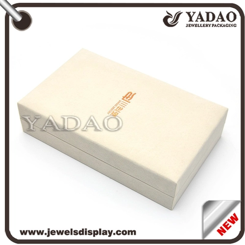 China Big jewelry set box wood coated with leather support for pendant earring bangle bracelet with customer's logo printed manufacturer