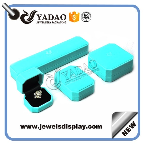 Blu gioielli scatola in pelle / velluto set per la collana anello ciondolo braccialetto made in China