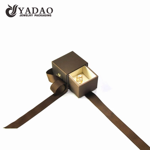 Braune Farbe Ribbon Krawatte Herstellung Papier Karton Schublade Schmuck Geschenk Verpackungsbox Anpassen Verpackungsfall