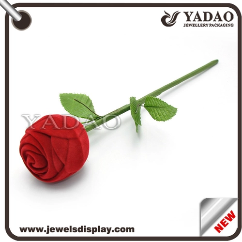 Cina fabbrica Red rose affollando contenitori di monili per il contatore gioielleria e l'imballaggio fiera e favore anello scatola di velluto del partito