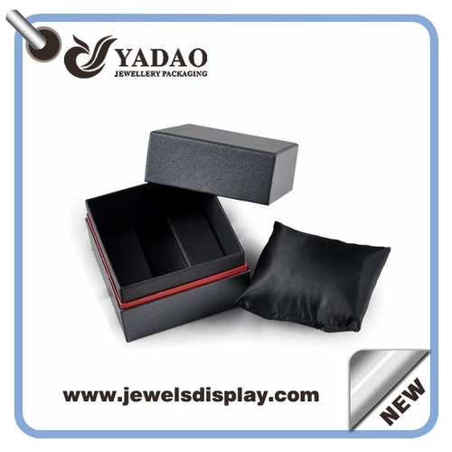 เครื่องประดับกระดาษสีดำคลาสสิกสำหรับกล่องกล่องนาฬิกาแสดงผลด้วยหมอนทำในประเทศจีน