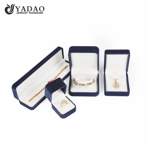 Classic factory wholesale square blue velvet jewelry ring box for woman