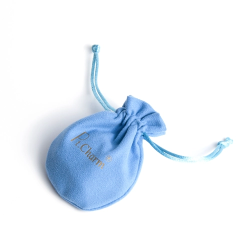 Custom Blue Velvet Drawstring Pouch for Jewelry Packaging with Double Layers Inner