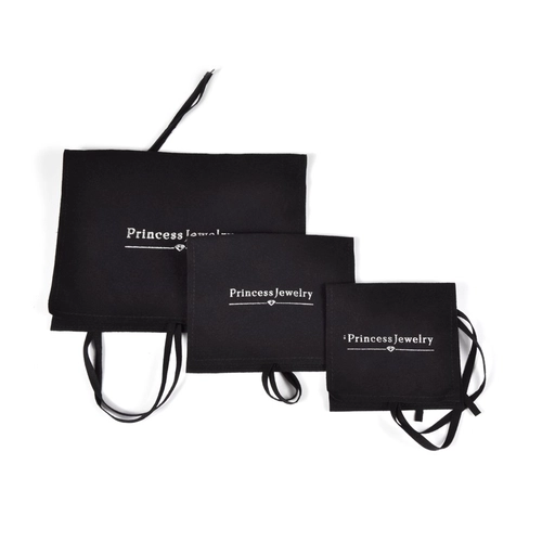 Custom Luxurious Black Wearable Fabric Jewelry Pouch with Flap