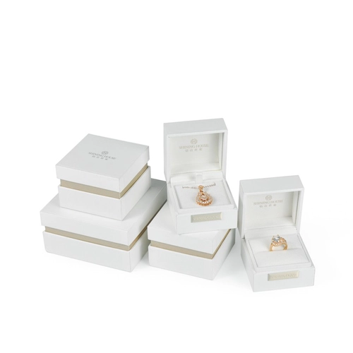 Custom Pure White Bangle Ring Necklace Bracelet Separated Lid Jewelry Box