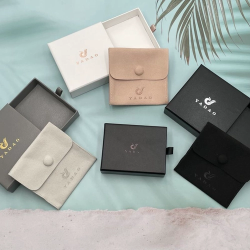 Custom logo craft paper drawing jewelry packaging gift box with microfiber pouches low moq