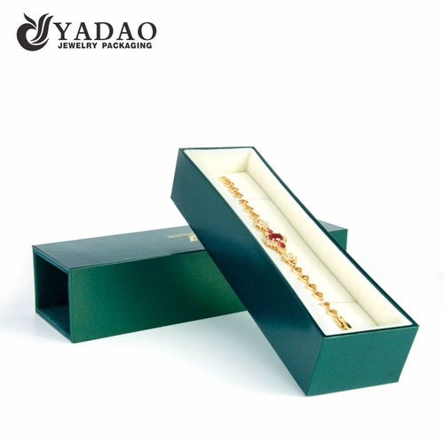 Personalizado de lujo deslizamiento cuero sintético caja de la pulsera con logotipo de impresión y servicio de OEM/ODM hecho en fábrica China.