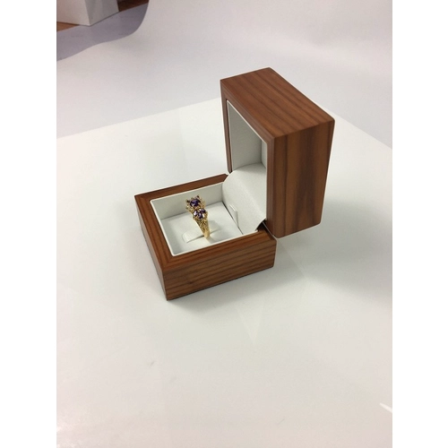 Customzd solid wood pu leather inner black logo jewelry ring packaging box
