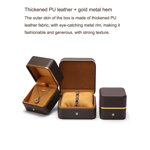 Elegant Leather Luxury Metal Clasp Jewelry Set Box Ring Earring Storage Box necklace Jewelry Gift Box