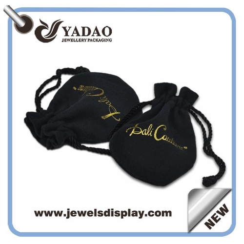 Moda saco preto bolsas de veludo de alta qualidade com o seu logotipo feito na China