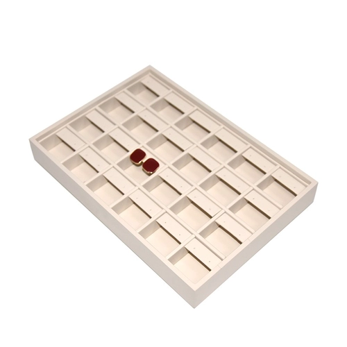 Hot Selling Pu Leather Cover Stackable Wooden Earring Display Tray