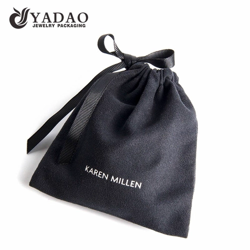 Hot Selling maßgeschneiderte schwarz samt Schmuck Paket Geschenkbeutel mit Logo Druck Hand gefertigt in der chinesischen Fabrik Großhandel.