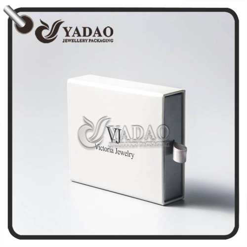 Hot selling drawer shape paper pendant box with plain velvet insert suitable for choker necklace ring earring with high quality.
