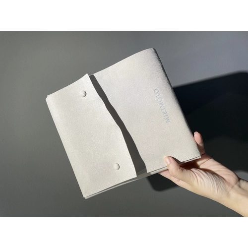 China Ivory elegant white microfiber button flap design for large necklace packaging pouch bag manufacturer