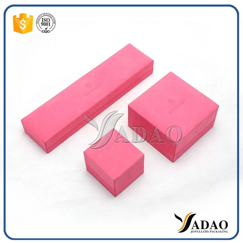 Joias conjuntos de caixa plásticos com doce rosa para pulseira, pingente, anel, brincos, pulseira e neckalces