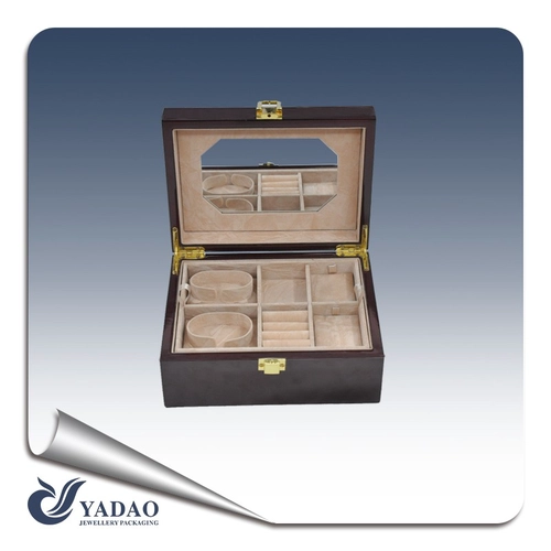 Latest hot sale high end wood paint jewelry box showcase shows watch, bangle, ring with mirror accept custom China supplier