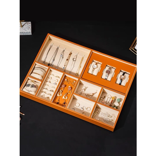 China Multi-functional jewelry display tray ring necklace pu leather covered any color logo manufacturer