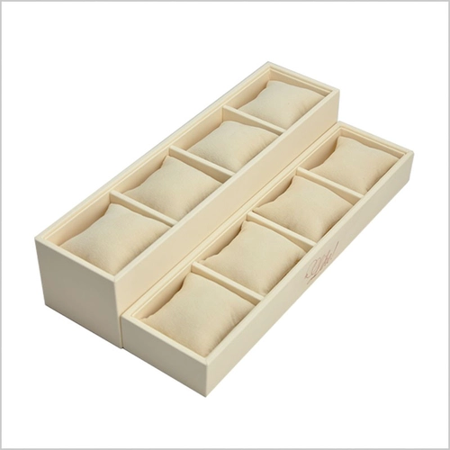 China Popular bangle bracelet jewelry watch display showcase silk printing logo tray manufacturer