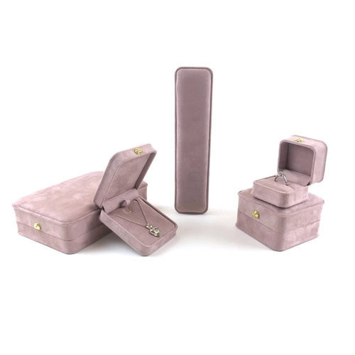 Populäre rosa Farbe Mädchen Geschenk Samt Schmuck Verpackungskasten Crown Ornament Ganzes Set