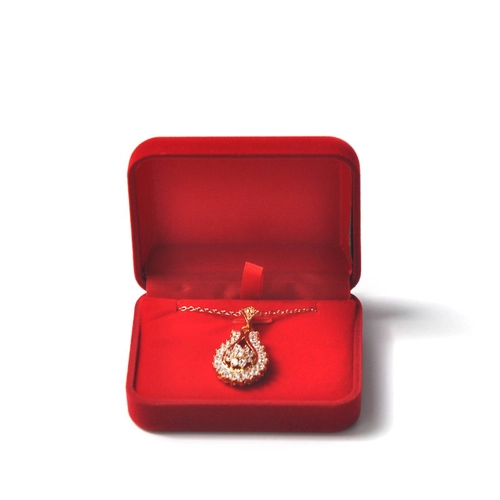Popular red color girls gift  velvet flocking jewelry red box for necklace