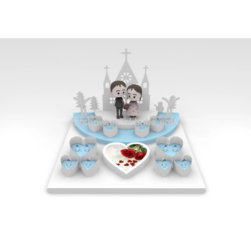 Romantic wedding jewelry display set with heart shape display stand for finger ring and beautiful background