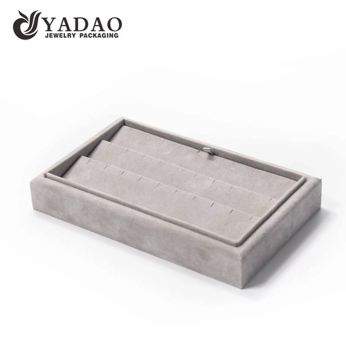 Special wonderful design good experience in the MOQ mdf velvet/leather style jewelry displays trays for earring pendant
