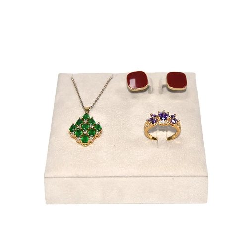 Velvet Material Jewelry Set Stand Ring Earring Necklace Stand