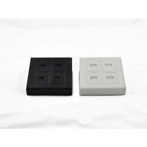 Wholesale Black/White Pu leather customize design logo shape ring tray Jewelry case display