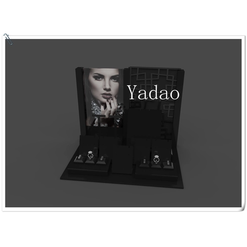 Logotipo personalizado mayorista y cartel de joyería negro organizador expositor de mostrador de la tienda y la ventana escaparate exhibición de acrílico negro
