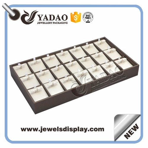 Wholesale jewelry display earring tray with compartments wood lining leatherette cover