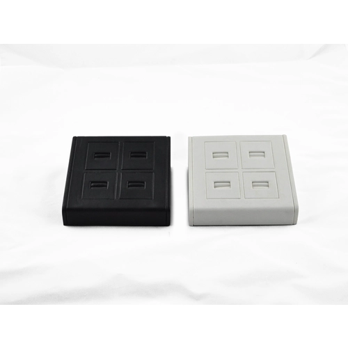 Wholesale square Black and White Pu leather custom Logo ring tray Jewelry Display