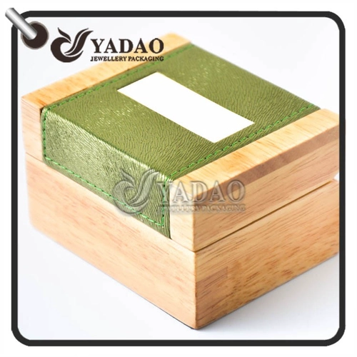 Wooden jewelry box for ring/earring/necklace/bangle/jewelry set covered with a piece of leatherette IN STOCK.
