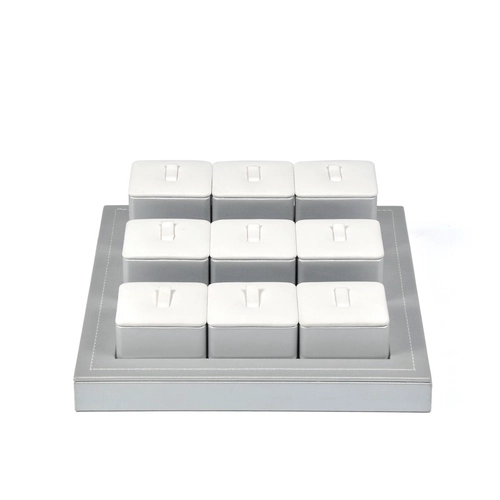 Yadaoカスタムホワイトとグレーの結婚指輪ディスプレイスタンド
