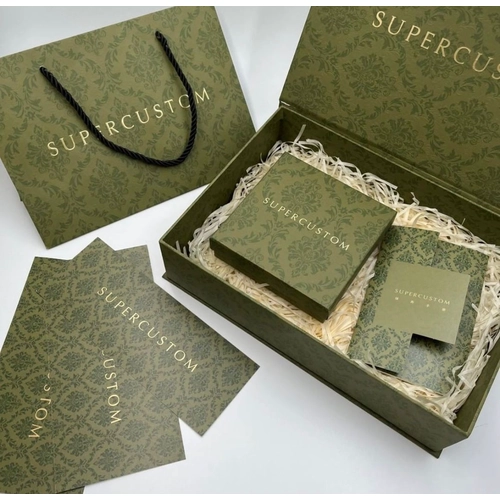 Yadao Full set of green paper box packaging with texture for luxury ring jewelry with diamonds