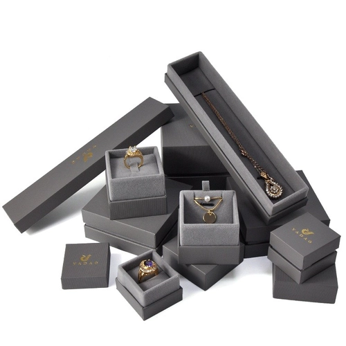 Yadao Luxury Grey Fancy Custom Logo Druckpapier Verpackungsbox Schmuckschatulle Set