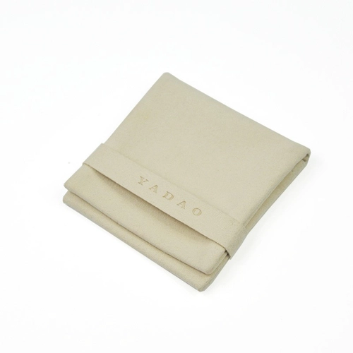 Yadao White Microfiber Jewelry Pouch Double Size With Ribbon Small Pocket Bag