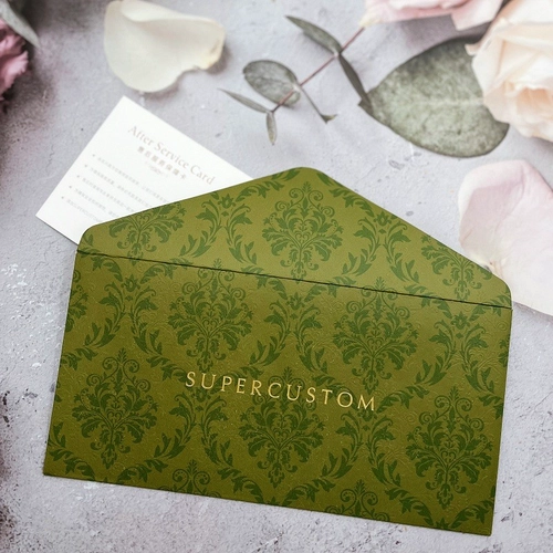 Yadao customized green envelope with texture to match with some cards fancy paper envelope supplier