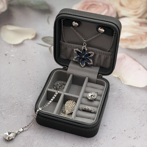 Čína Yadao luxury dark gray travel case zipper closure jewelry box multi function packaging box výrobce