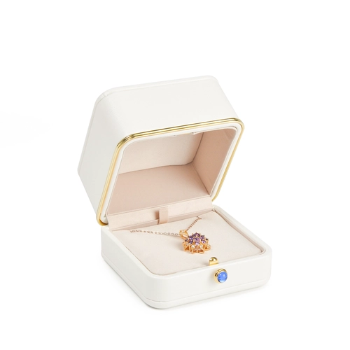 يادو صنع مربع قلادة بيضاء بو الجلود والمجوهرات التعبئة والتغليف مع شعار لحفل الزفاف