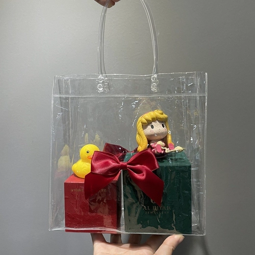 clear PVC shopping bag gift packaging bag transparent PVC gift bag