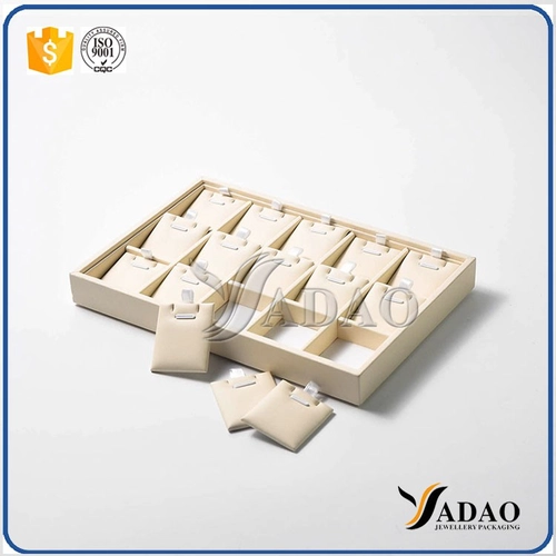 custom handmade pu leather cover stackable pendant/bangle display tray jewelry showcase for sale China packaging supplier yadao