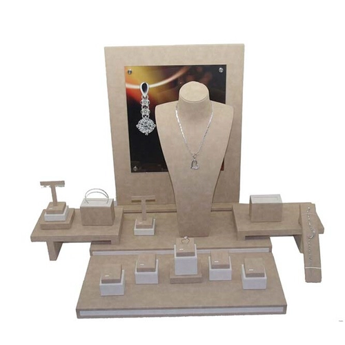 ปรับแต่ง elegent เคลือบหนัง PU แหวนแสดงเครื่องประดับที่ทำจากไม้หน้าต่างแสดงผลเครื่องประดับเคาน์เตอร์เครื่องประดับสร้อยข้อมือกำไลข้อมือ