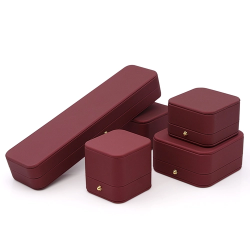 High End Custom PU Leder Ehering Ring Halter Schmuck Organizer Samt Ringkiste mit Logo