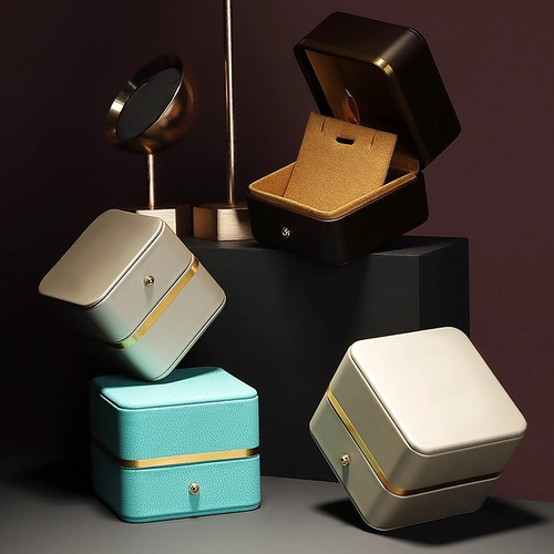 porcelana empaquetado de la caja de lujo de la joyería de la calidad de la joyería caja de plástico de color café de joyas caja de embalaje del regalo stocks con borde de oro fabricante